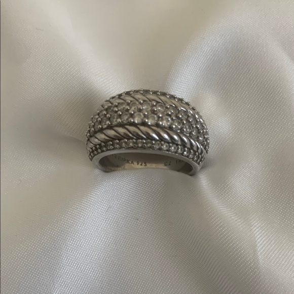 Judith Ripka Silver Braided Chevron Ring - Picture 1 of 10